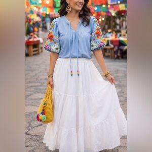 Embroidered Blue Blouse